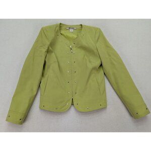Nygard Collection Women's Blazer Jacket Size 6 Lime Green Full Zip